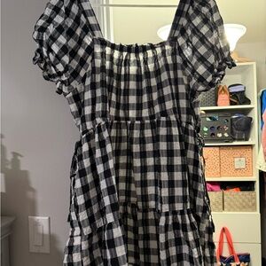 Madewell Black and White Checkered Midi Dress